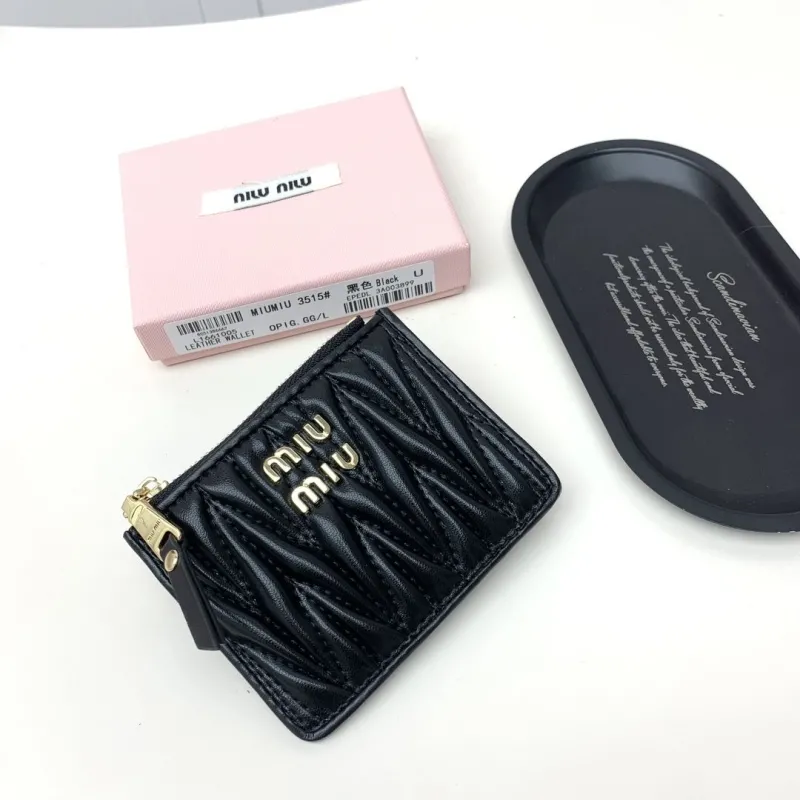 Alternative view of MIU MIU Black Leather Zip Wallet 3515