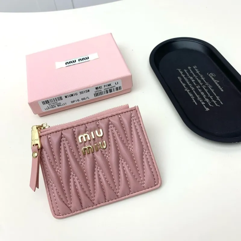 MIUMIU Pink Leather Card Holder Wallet