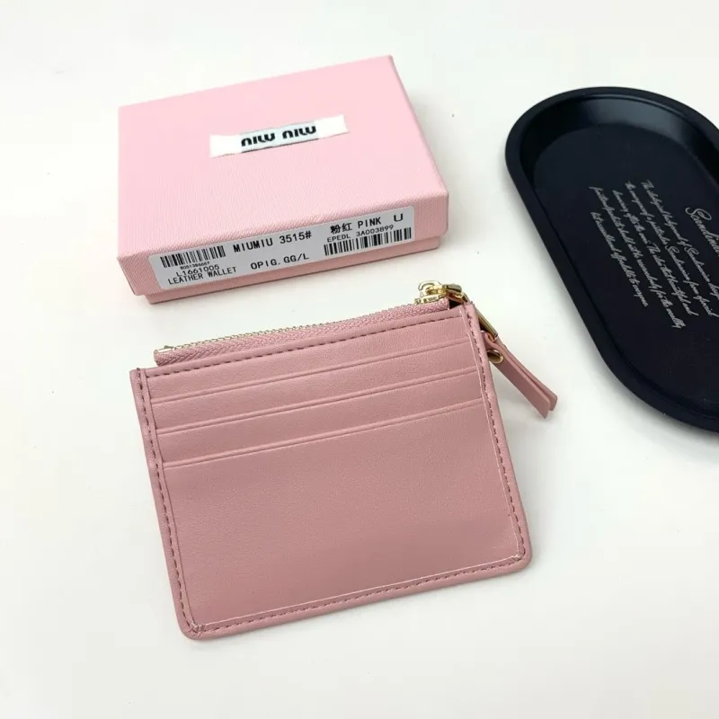 MIUMIU Pink Leather Card Holder Wallet - Image 3