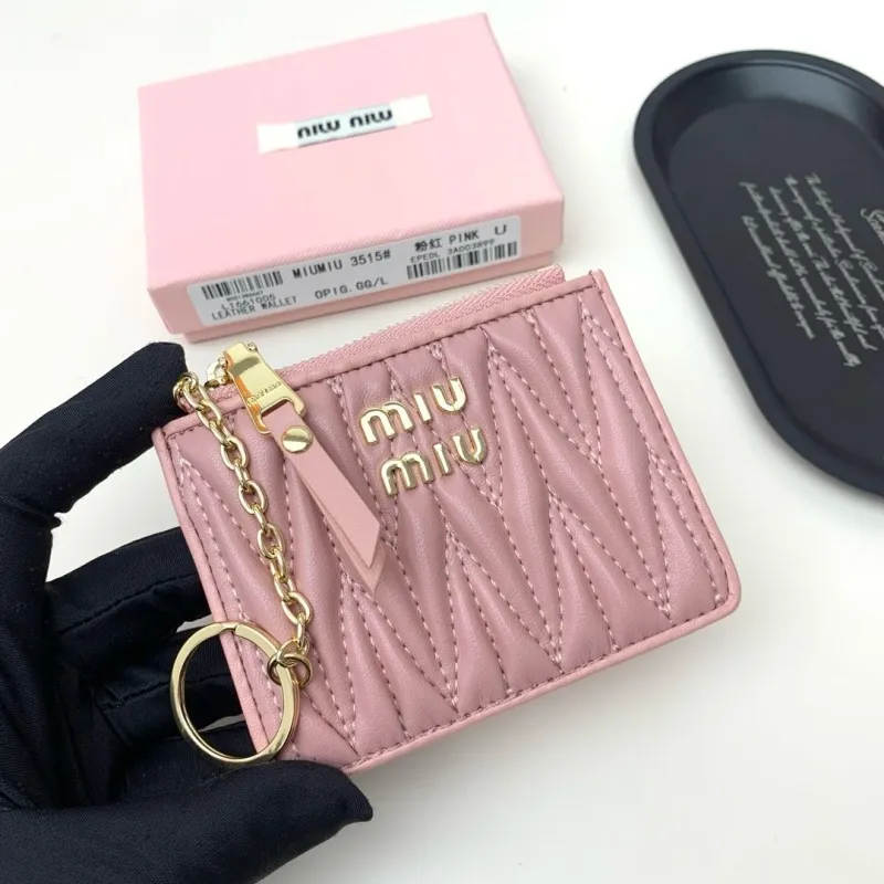 MIUMIU Pink Leather Card Holder Wallet - Image 4