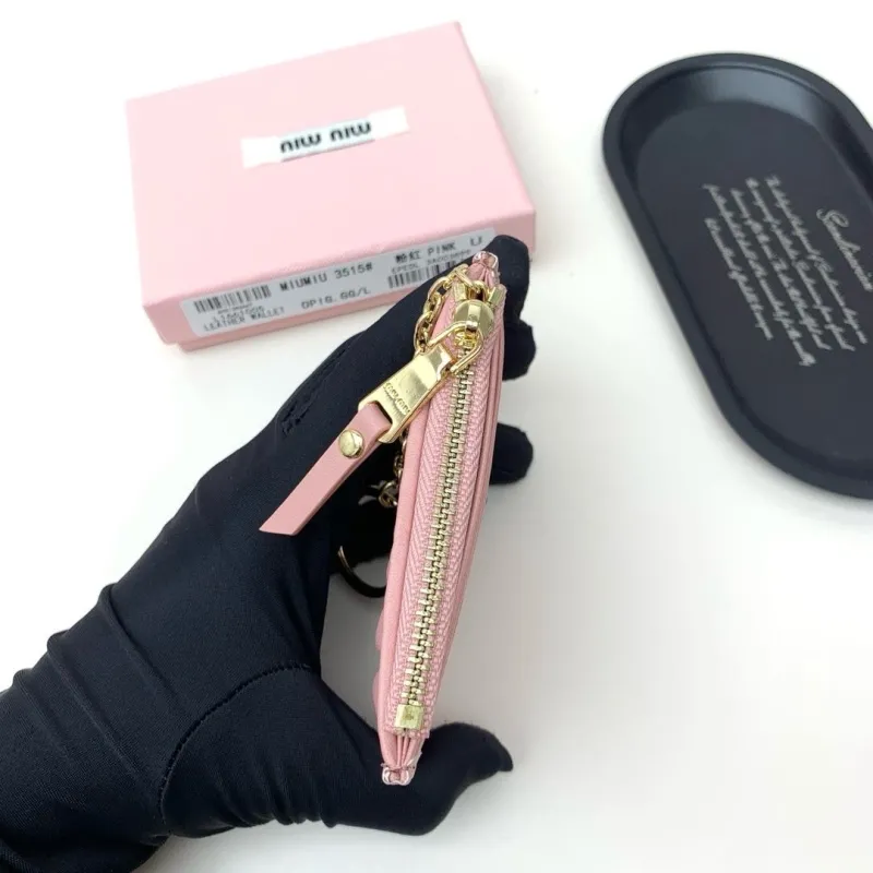 MIUMIU Pink Leather Card Holder Wallet - Image 6