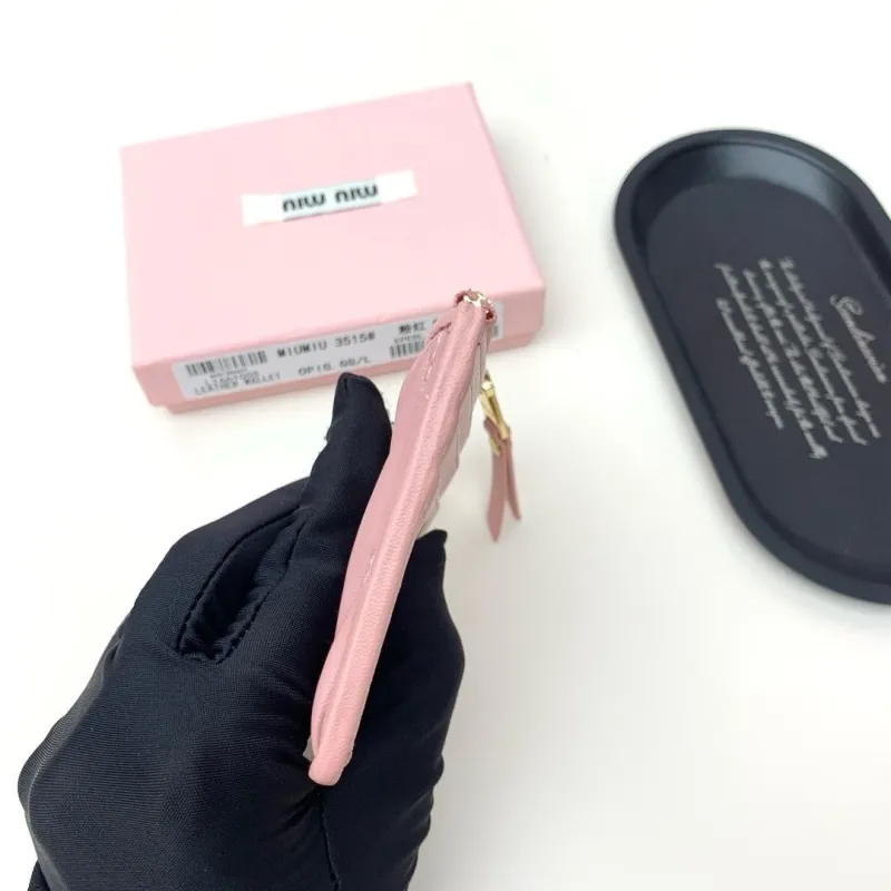 MIUMIU Pink Leather Card Holder Wallet - Image 8