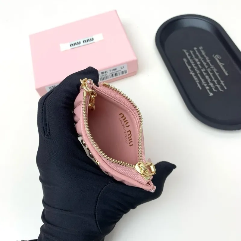 MIUMIU Pink Leather Card Holder Wallet - Image 9