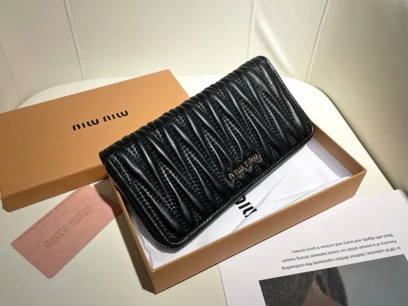 Miu Miu Black Long Zip Wallet
