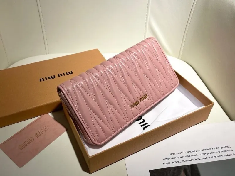 Miu Miu Pink Quilted Zip Around Wallet