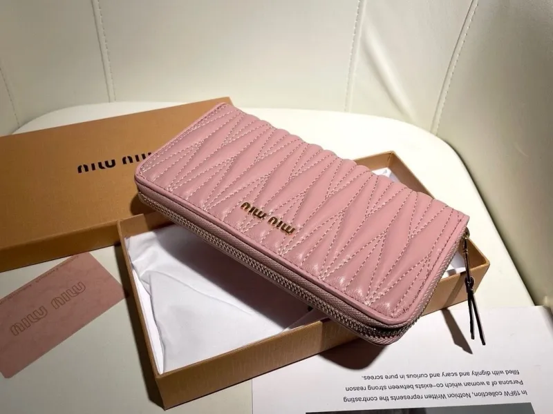Miu Miu Pink Quilted Zip Around Wallet - Image 3