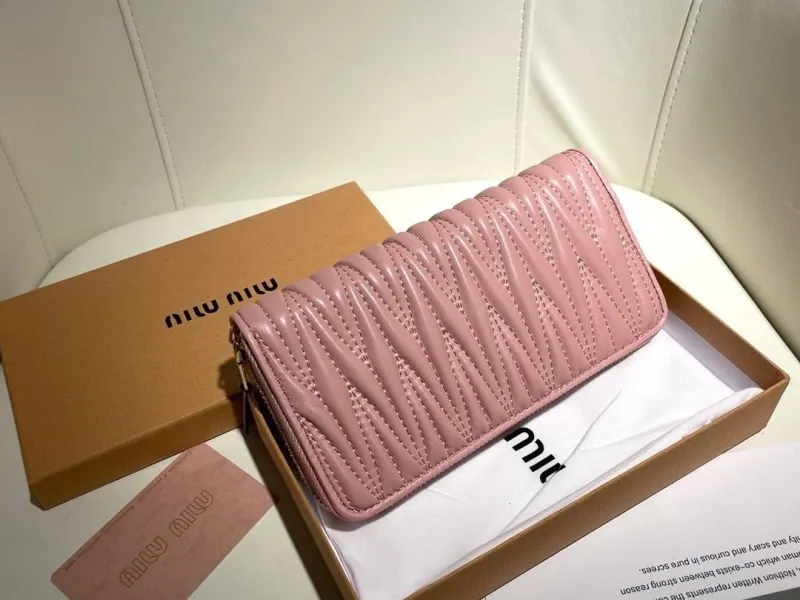 Miu Miu Pink Quilted Zip Around Wallet - Image 4