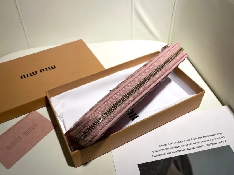 Miu Miu Pink Quilted Zip Around Wallet - Image 6