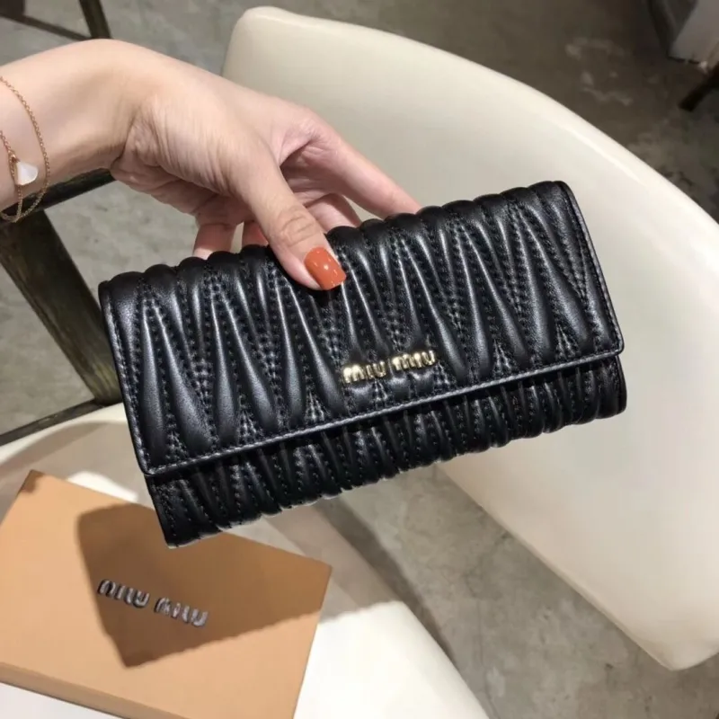 Miu Miu Black Matelasse Long Wallet