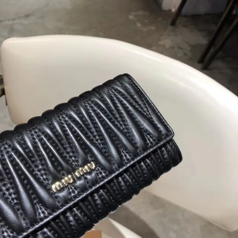 Miu Miu Black Matelasse Long Wallet - Image 5