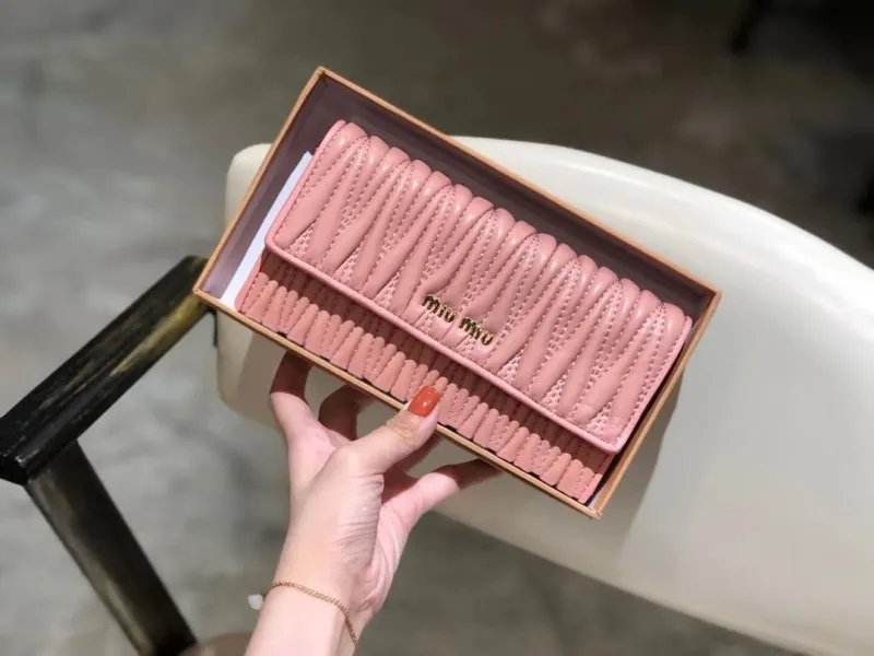 Miu Miu Pink Quilted Long Wallet