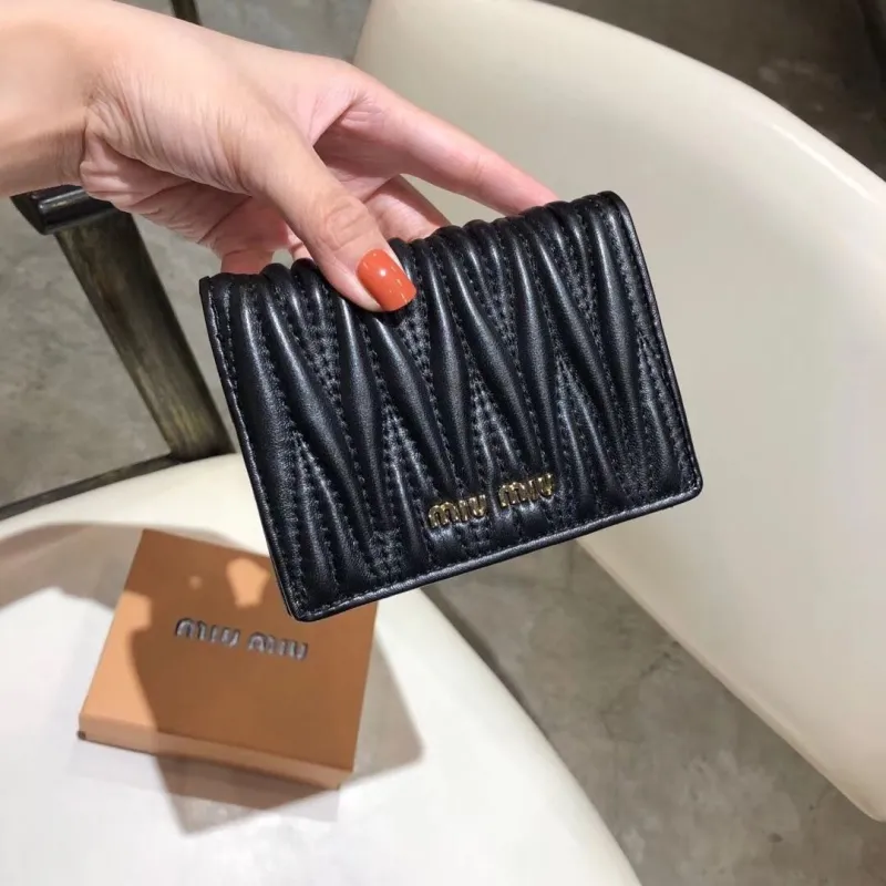 Miu Miu Black Leather Folding Wallet