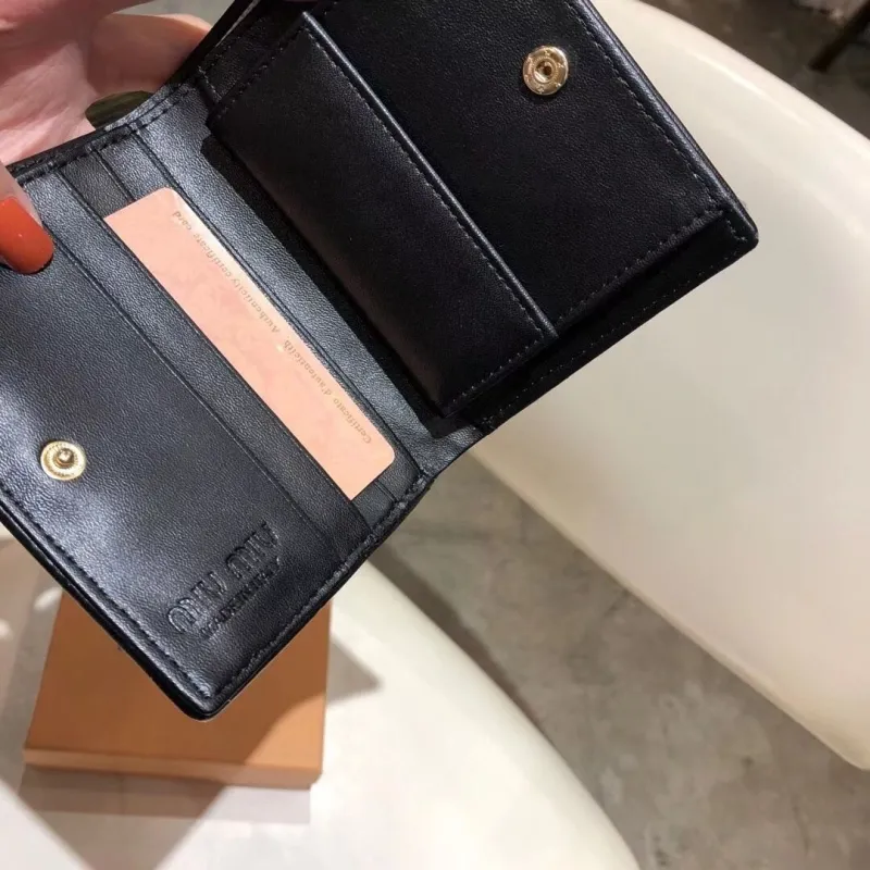 Miu Miu Black Leather Folding Wallet - Image 7