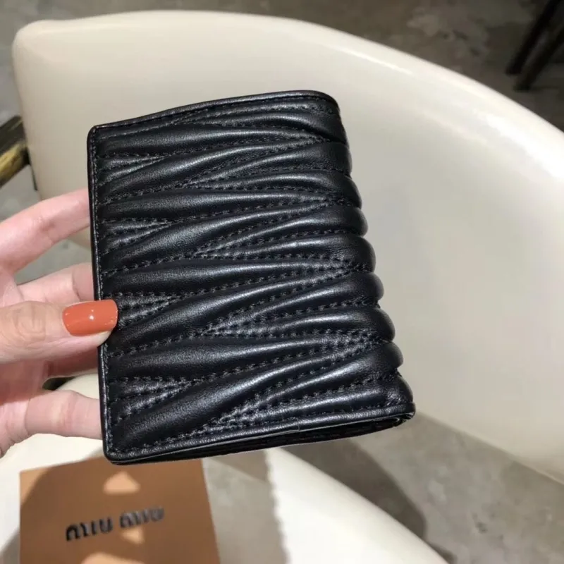 Miu Miu Black Leather Folding Wallet - Image 8