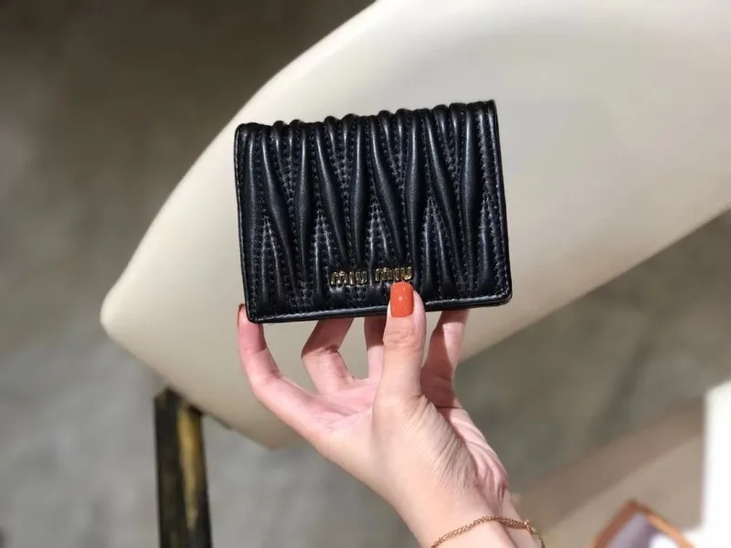 Miu Miu Black Leather Folding Wallet - Image 9