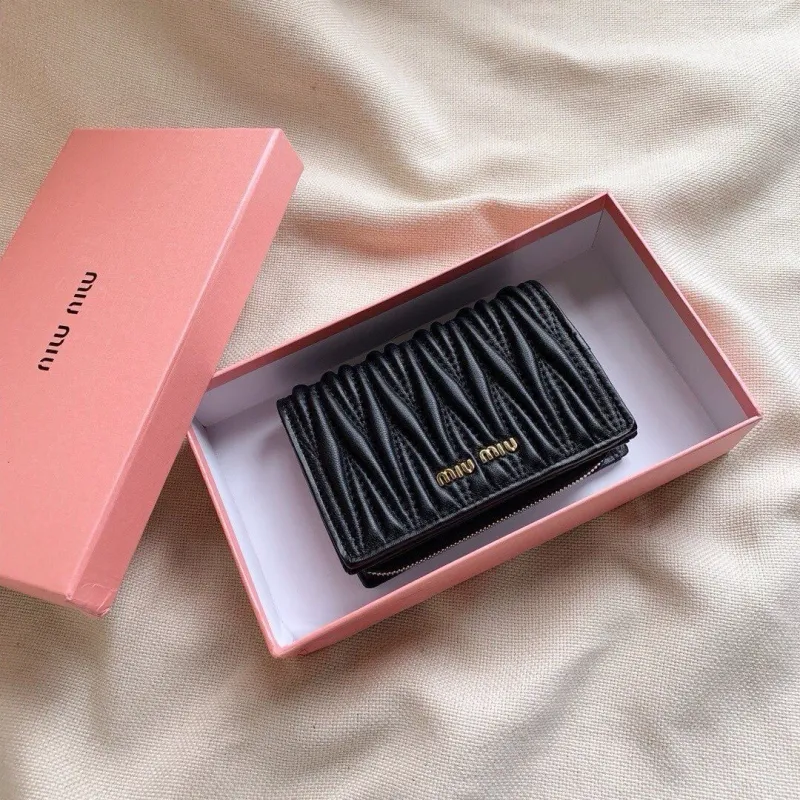 Alternative view of MIU MIU Black Matelassé Compact Wallet