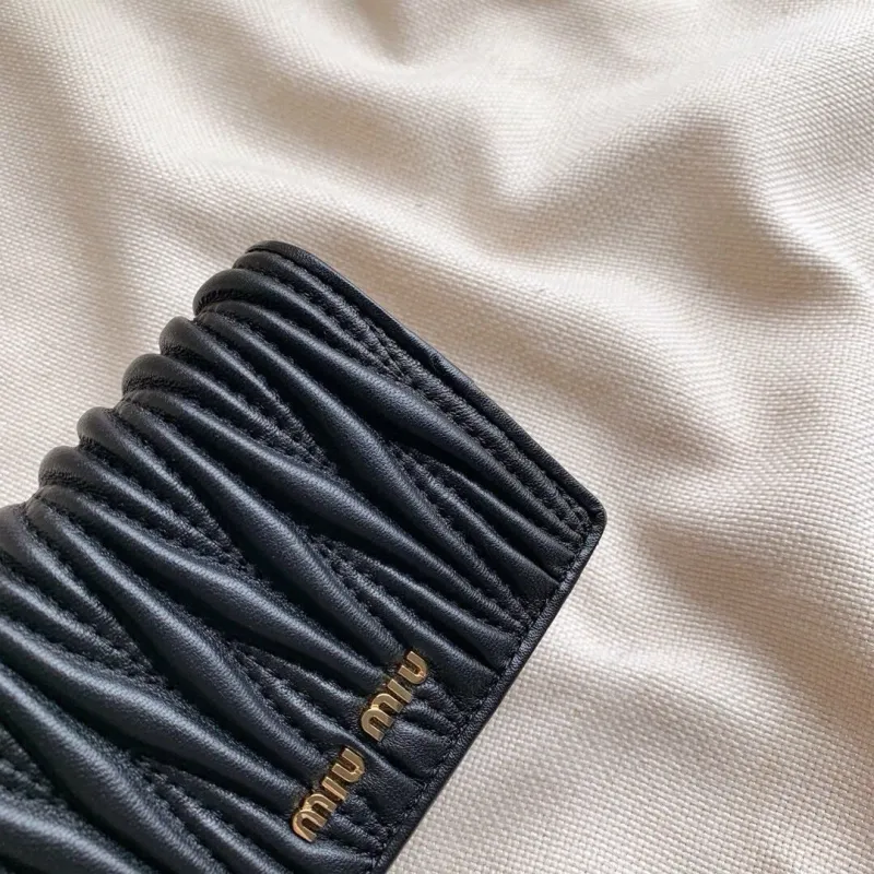 MIU MIU Black Matelassé Compact Wallet - Image 5