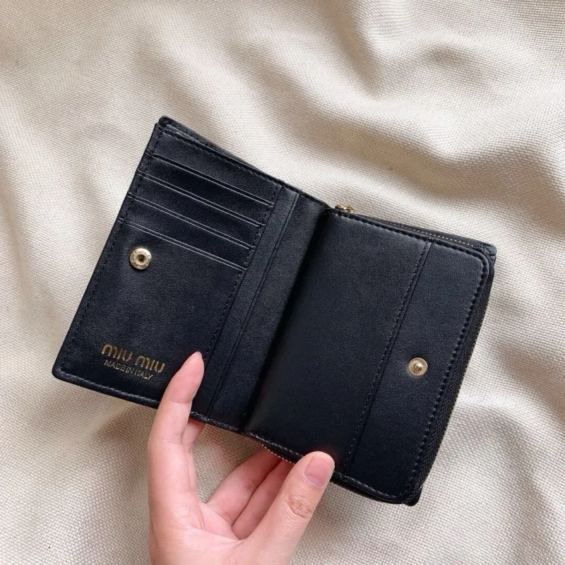 MIU MIU Black Matelassé Compact Wallet - Image 6