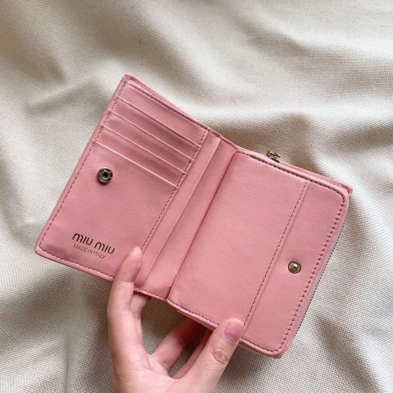 Miu Miu Pink Compact Leather Wallet - Image 5