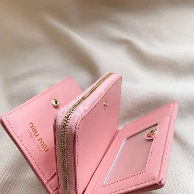 Miu Miu Pink Compact Leather Wallet - Image 8