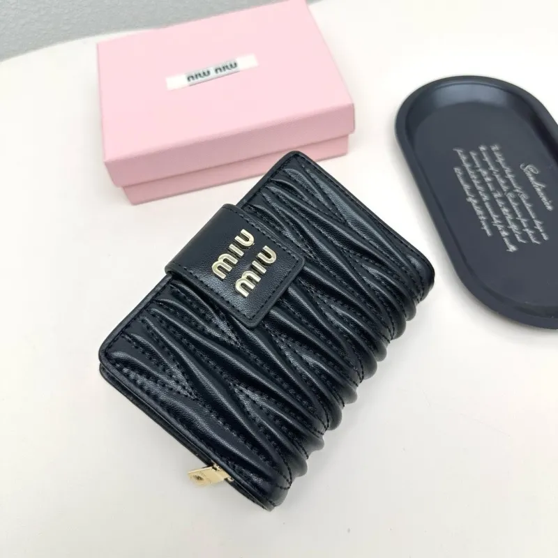 Alternative view of MIU MIU Black Matelasse Compact Wallet