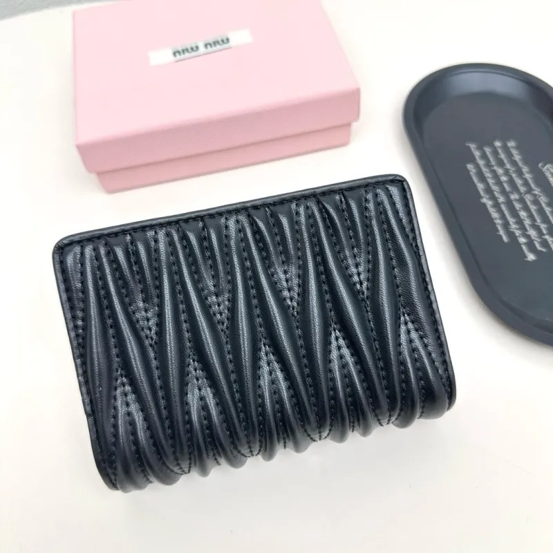 MIU MIU Black Matelasse Compact Wallet - Image 3