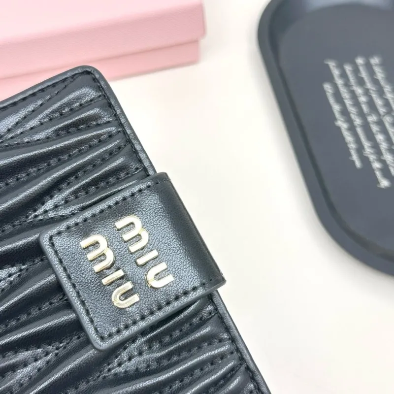 MIU MIU Black Matelasse Compact Wallet - Image 5