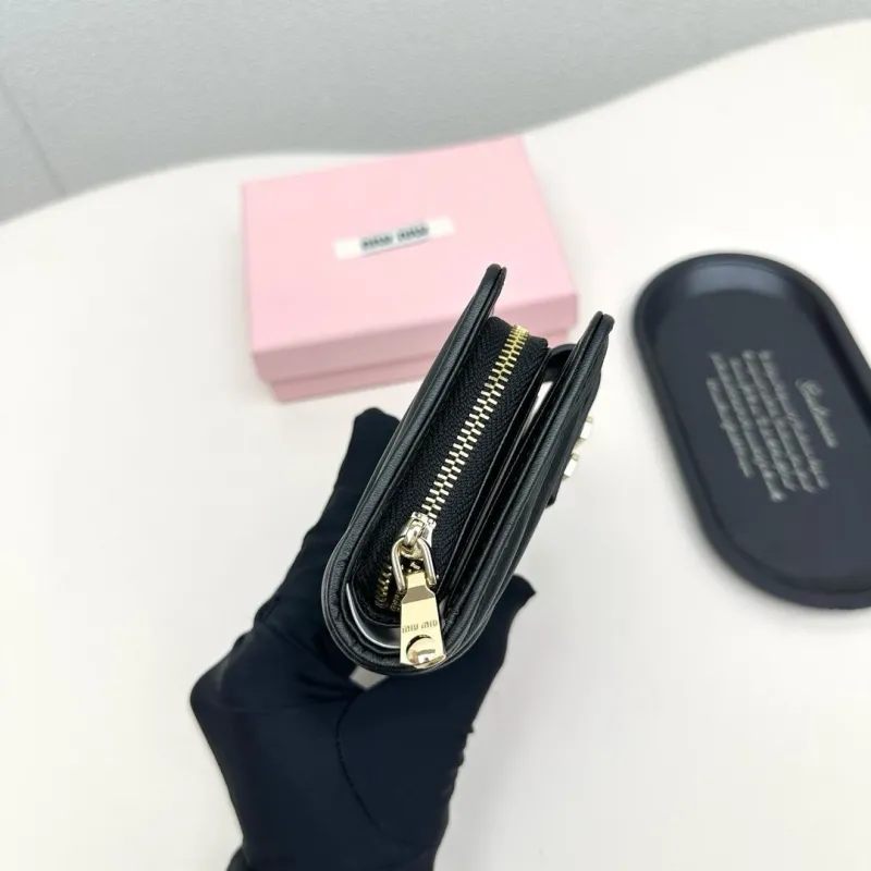 MIU MIU Black Matelasse Compact Wallet - Image 6