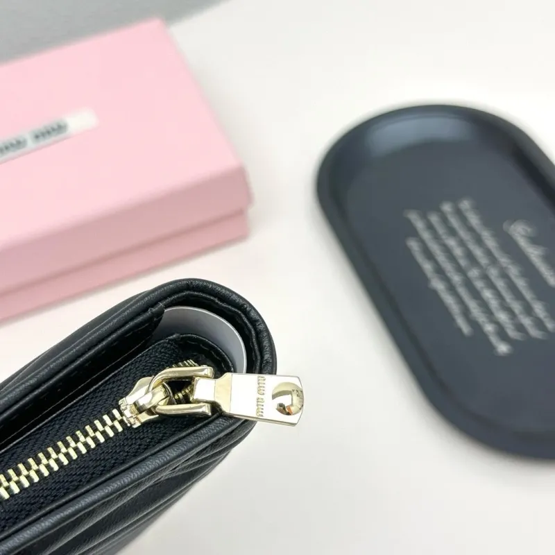 MIU MIU Black Matelasse Compact Wallet - Image 7