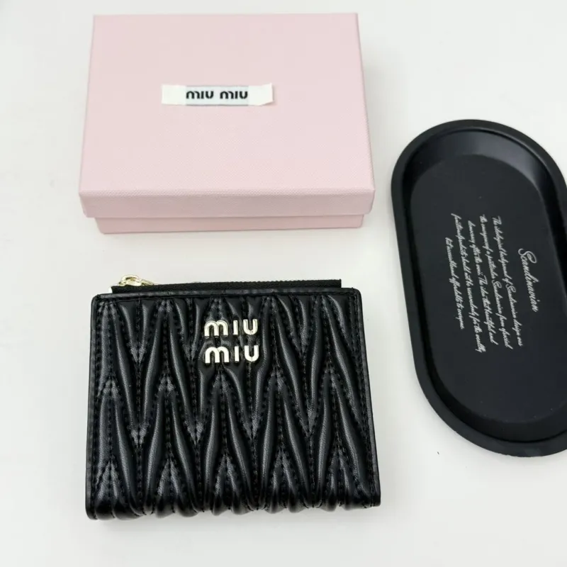 Miu Miu Black Quilted Leather Wallet