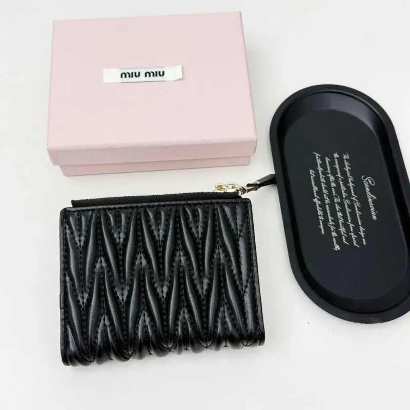 Miu Miu Black Quilted Leather Wallet - Image 3