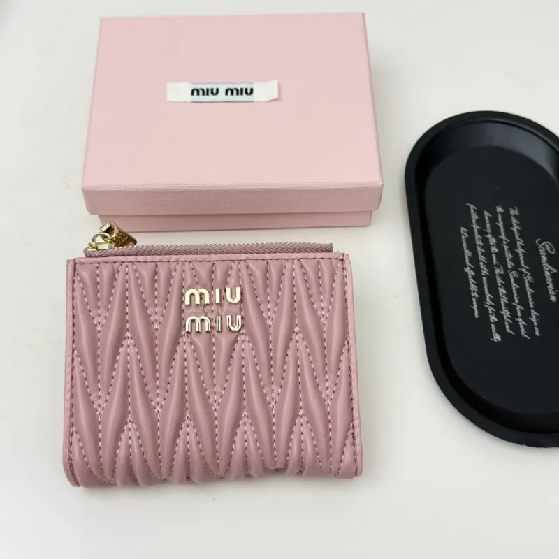 MIU MIU Pink Quilted Zipper Wallet