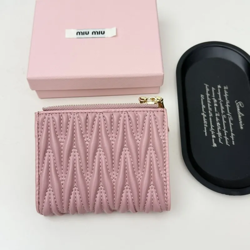 MIU MIU Pink Quilted Zipper Wallet - Image 3