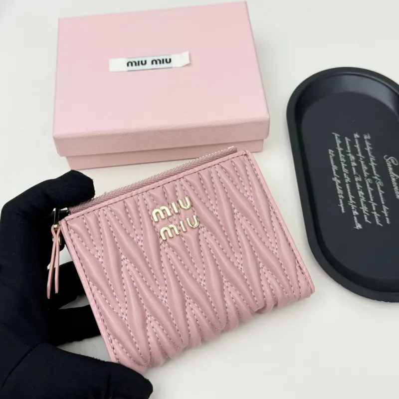 MIU MIU Pink Quilted Zipper Wallet - Image 4