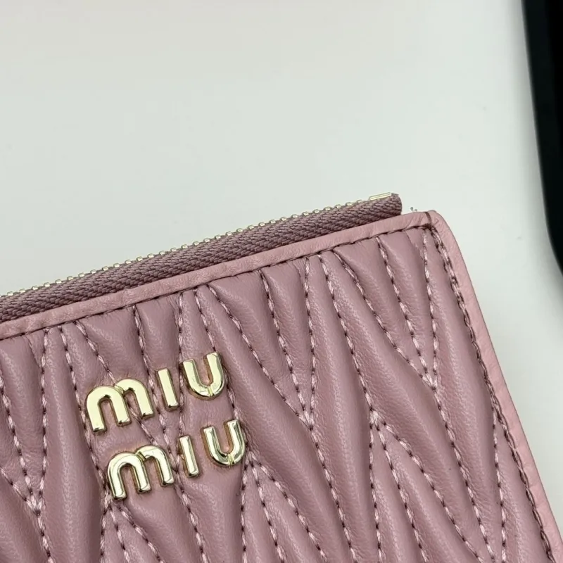 MIU MIU Pink Quilted Zipper Wallet - Image 5