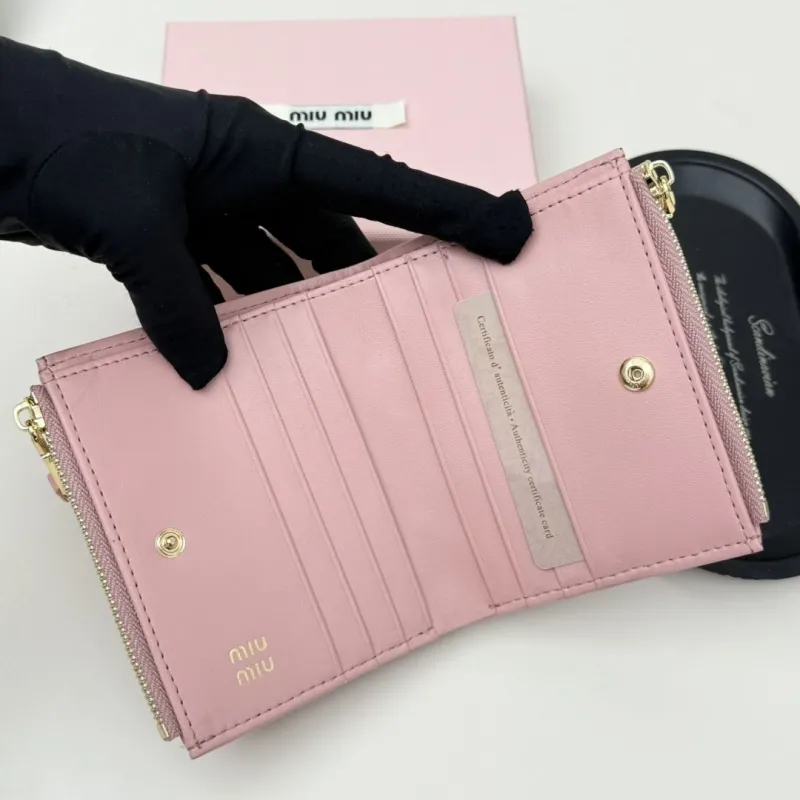 MIU MIU Pink Quilted Zipper Wallet - Image 7
