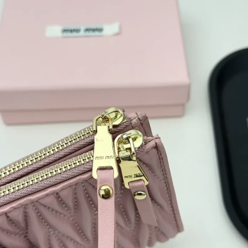 MIU MIU Pink Quilted Zipper Wallet - Image 9