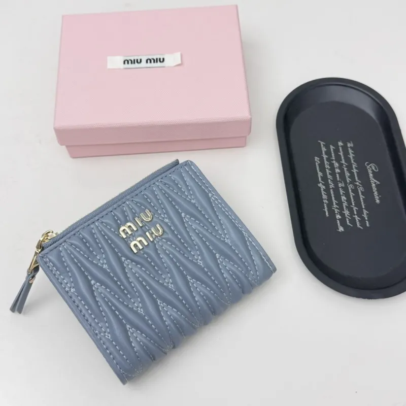 Alternative view of Miu Miu Light Blue Quilted Zip Wallet