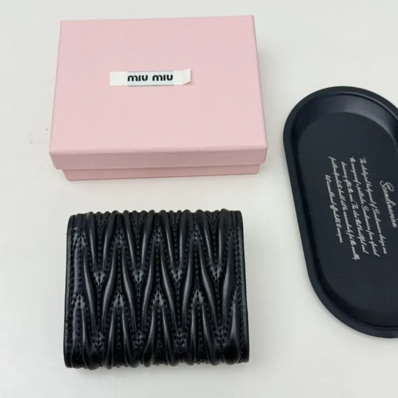 Miu Miu Black Quilted Leather Compact Wallet - Image 3