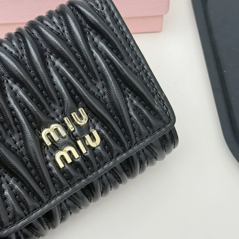 Miu Miu Black Quilted Leather Compact Wallet - Image 5
