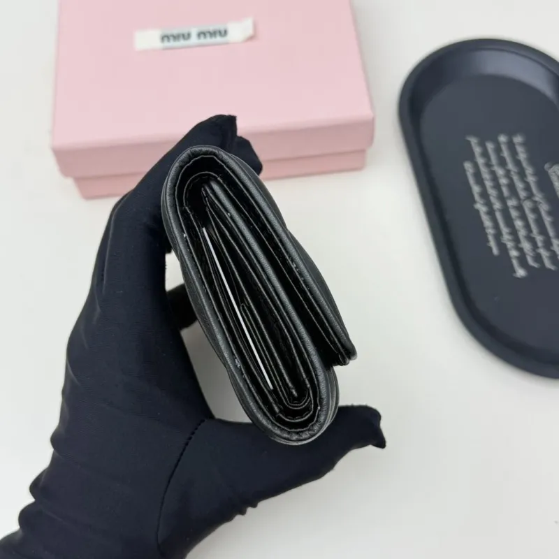 Miu Miu Black Quilted Leather Compact Wallet - Image 6
