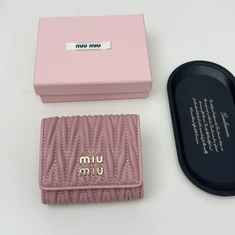 Miu Miu Pink Quilted Leather Wallet