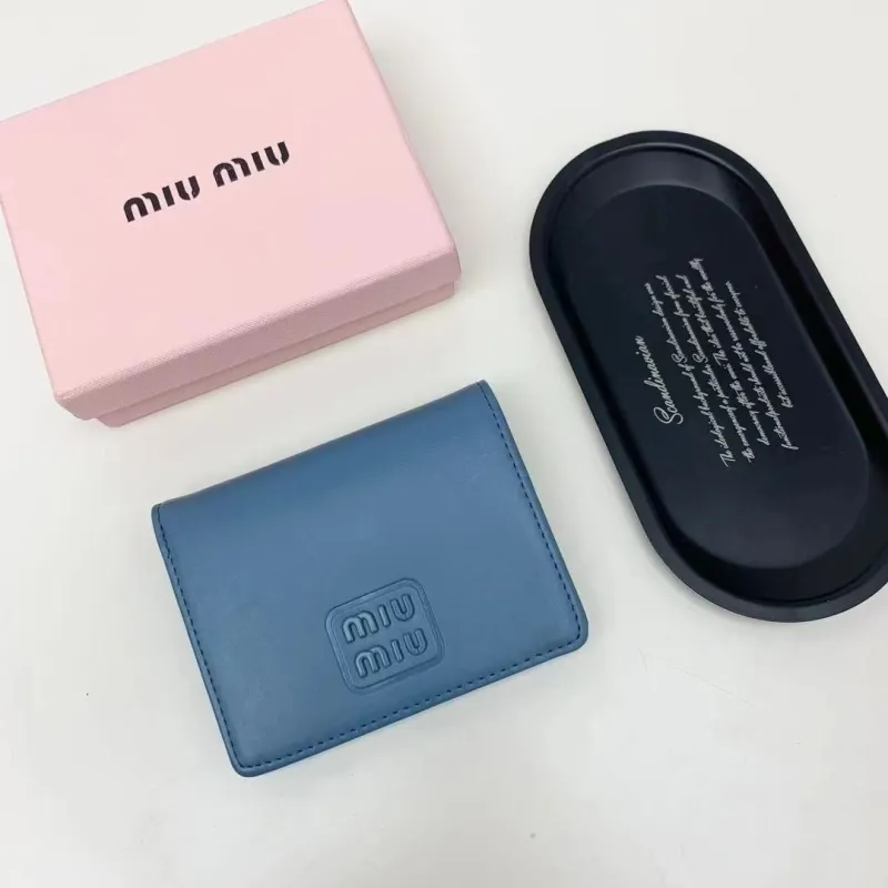 Miu Miu Blue Leather Bifold Wallet 91