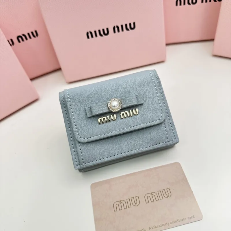 MIU MIU Light Blue Small Leather Wallet
