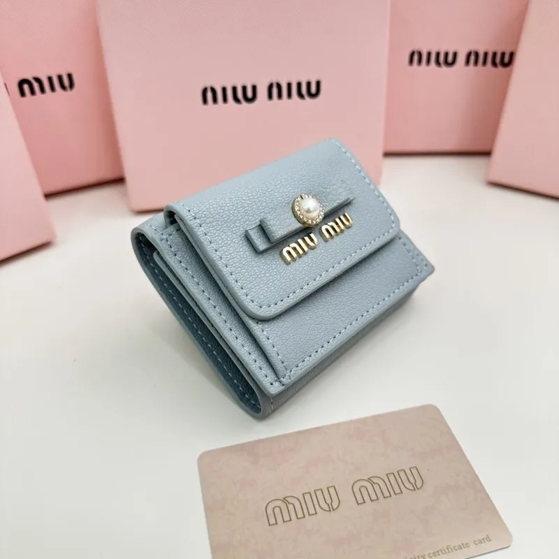 Alternative view of MIU MIU Light Blue Small Leather Wallet