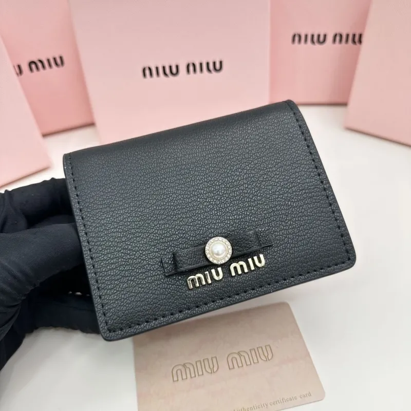 MIU MIU Black Mini Leather Wallet - Image 5