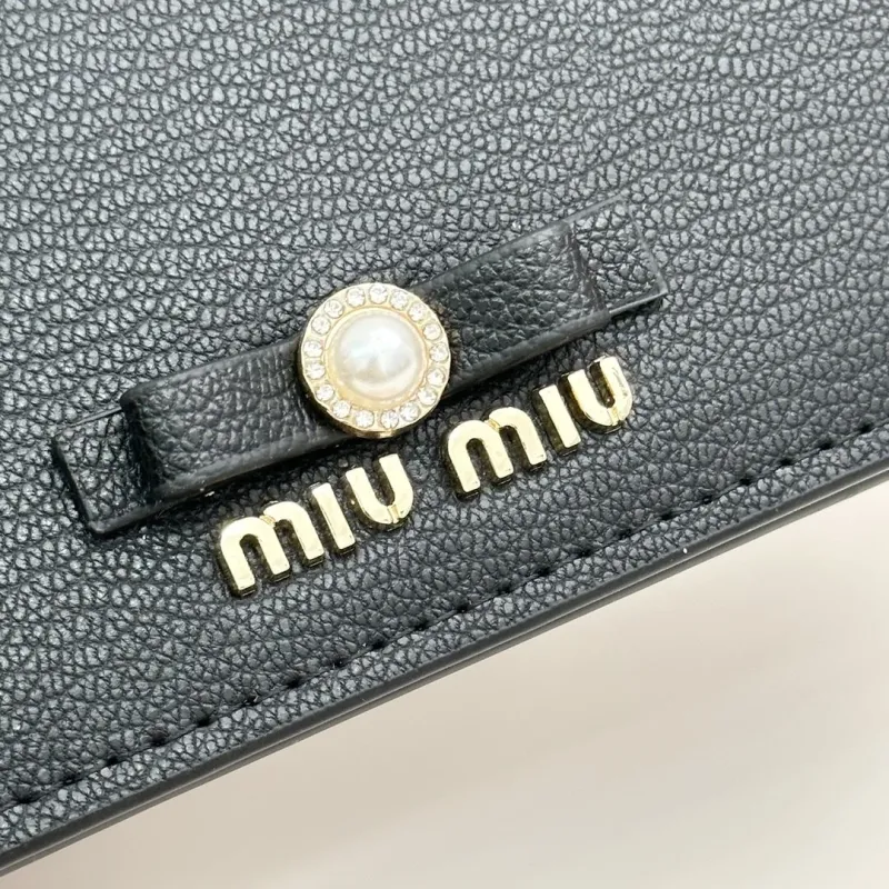 MIU MIU Black Mini Leather Wallet - Image 6