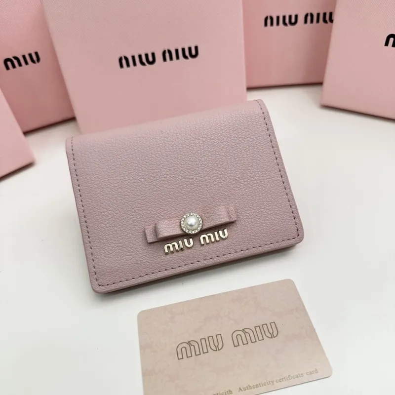 MIU MIU Light Pink Leather Compact Wallet