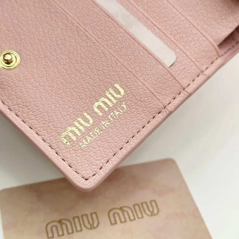 MIU MIU Light Pink Leather Compact Wallet - Image 8