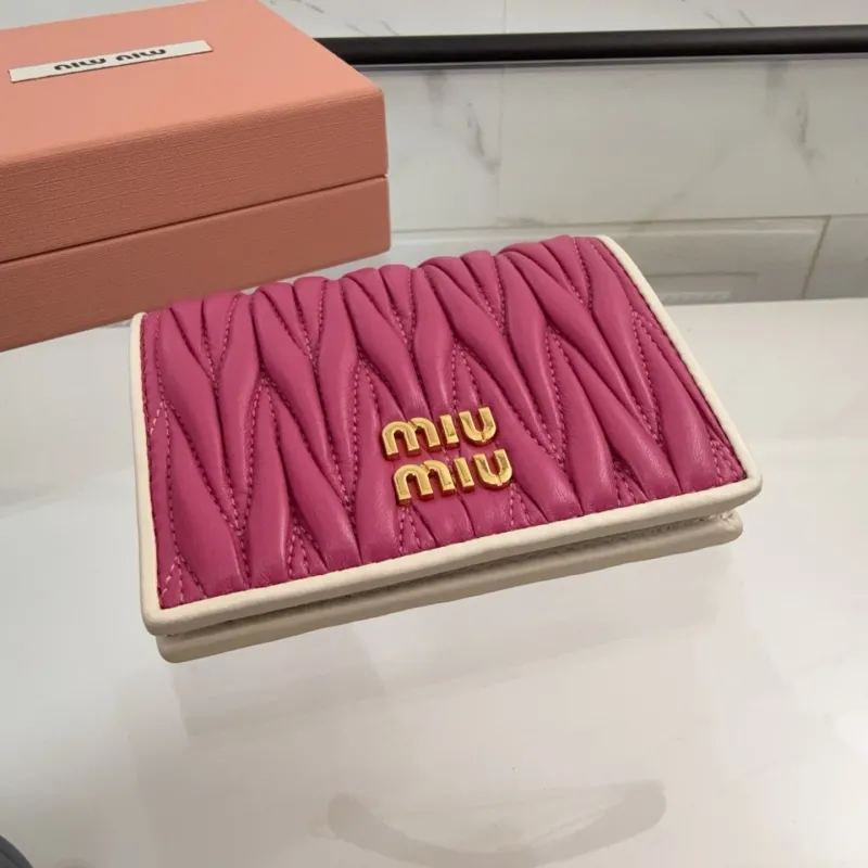 Miu Miu Pink Quilted Leather Wallet SKU 116 - Image 9